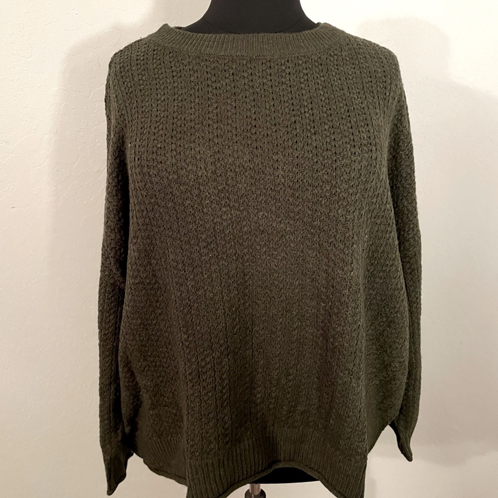 Olive green long sleeve knit sweater